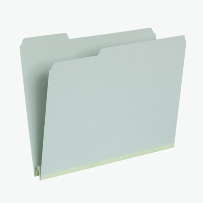 Pendaflex 60% Recycled File Folders, 1/3-Cut Tab, Letter Size, Pressboard, Light Green, 25/Box (23234)