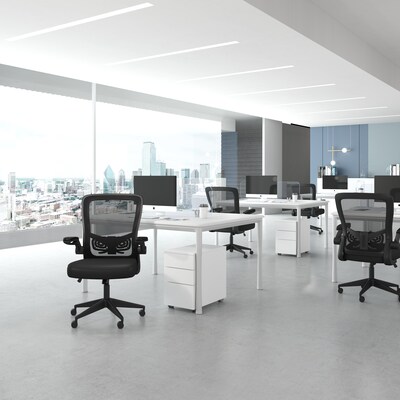 Boss Flip Arm Ergonomic Mesh/Fabric Swivel Task Chair, Black (B6366BK-BK)