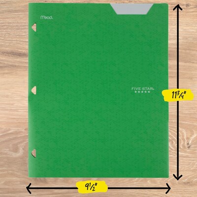 Five Star Stay Put  3-Hole Punched 2 Pocket Plastic Folder, Retro Green (333420E-ECM26)