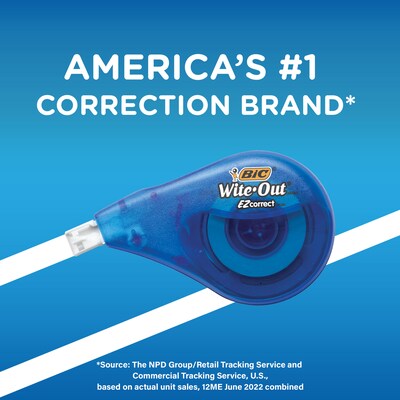 BIC Wite-Out Correction Tape, White, 4/Pack (WOTAPP418-WHI)