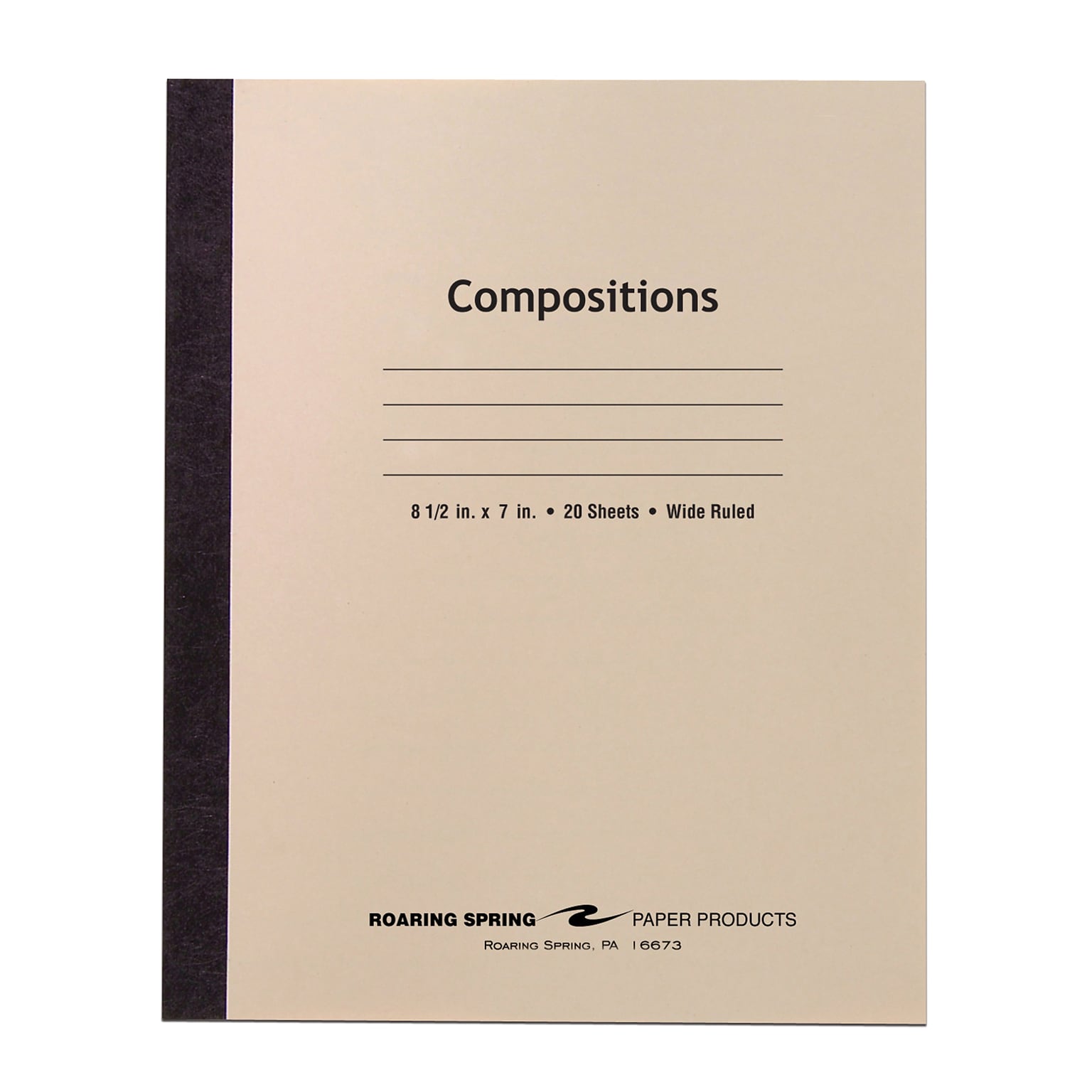 Roaring Spring Paper Products Composition Notebooks, 7 x 8.5, Wide Ruled, 20 Sheets, Manila (77340)
