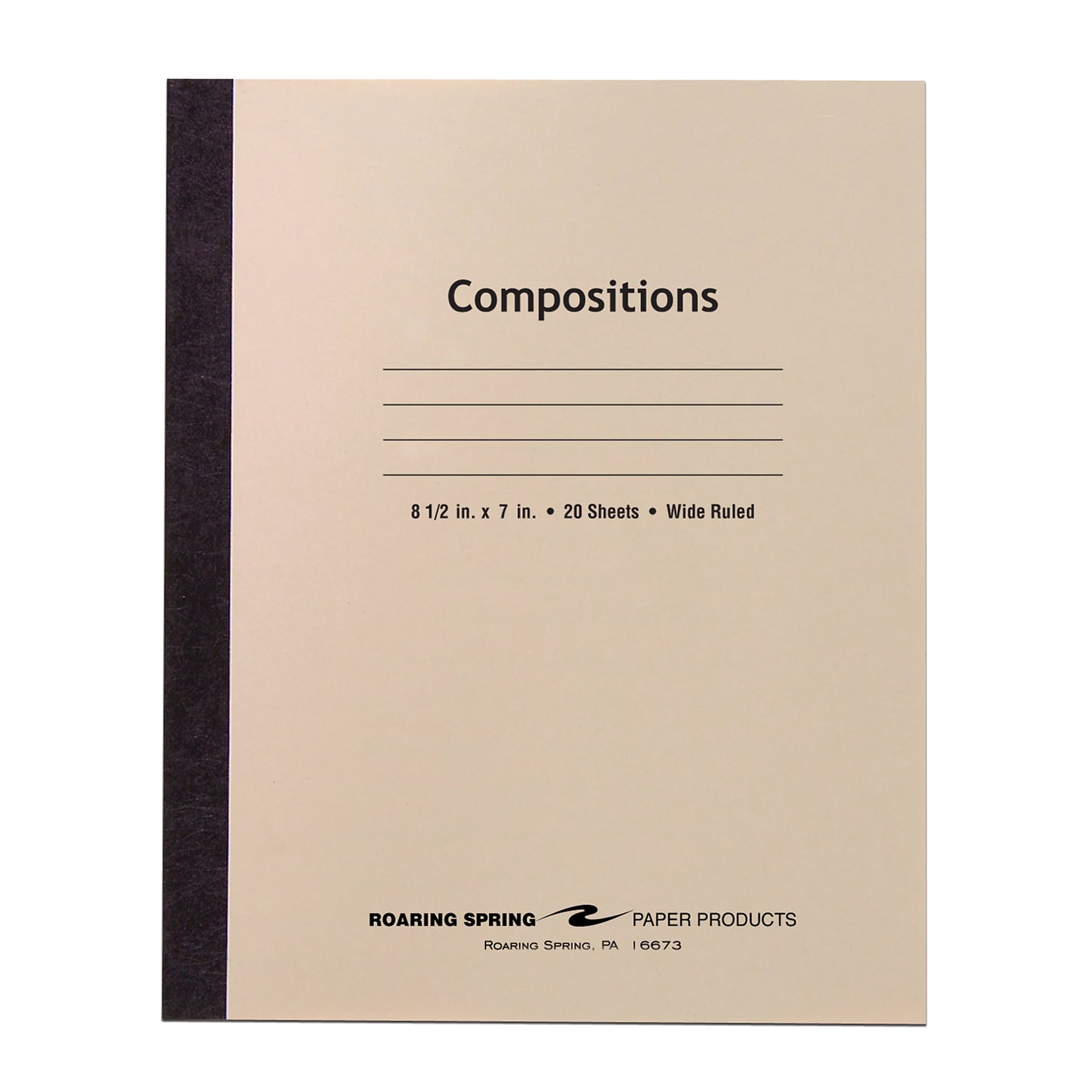 Roaring Spring Paper Products Composition Notebook, 7 x 8.5, Wide Ruled, 20 Sheets, Manila (77340)