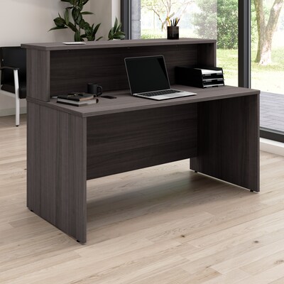 Bush Business Furniture Arrive 60"W Reception Desk with Shelf, Storm Gray (ARV001SG)
