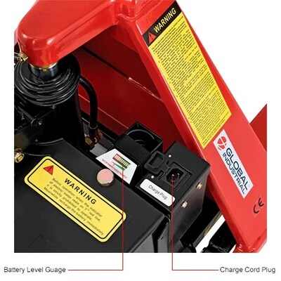Global Industrial Battery Powered High-Lift Skid Truck, 3300 lb. Capacity, 21"W x 44"L Forks (989066)