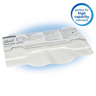 Scott Pro Personal Seat Covers, White, 15" x 18", 125 Sheets/Pack (07410)