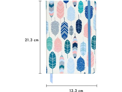Carpe Diem Feathers Journal, 5.24" x 8.27", Wide-Ruled, Multicolor, 192 Pages (9373-CD)
