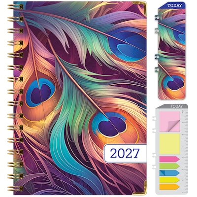 2027 Excello Brands 6 x 8 Weekly & Monthly Standard Planner, Paperboard Cover, Pastel Peacock (FSHN-CY27-58-61)