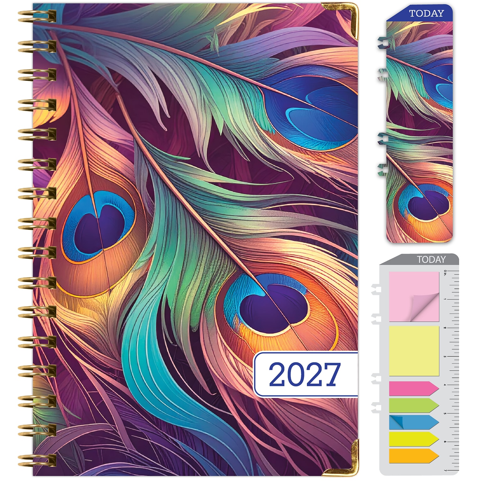 2027 Excello Brands 6 x 8 Weekly & Monthly Standard Planner, Paperboard Cover, Pastel Peacock (FSHN-CY27-58-61)