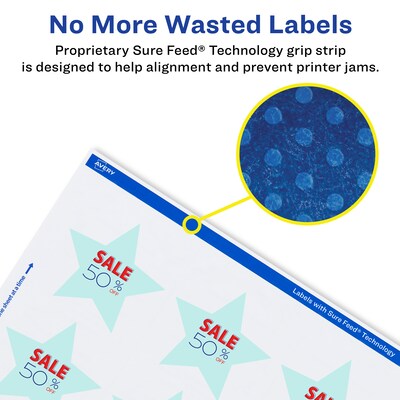 Avery Laser/Inkjet Multipurpose StarLabels, 2.375" Dia, Glossy White, 600/Box (94611)