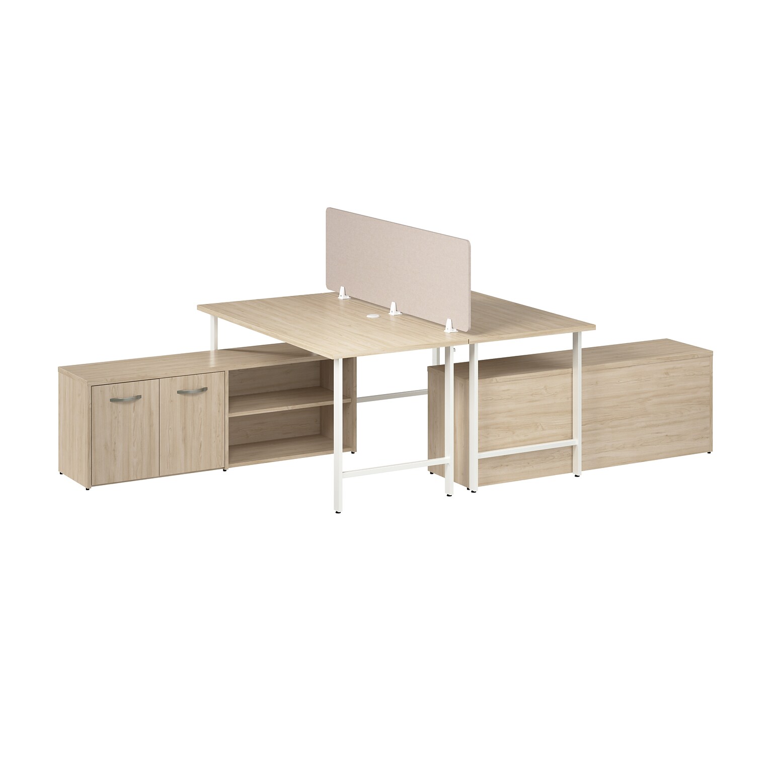 Bush Business Furniture Hustle 30H x 60W 2 Person Back to Back Cubicle Workstation, Natural Elm (HUS015NE)