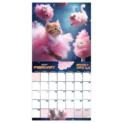 2027 TF Publishing Space Cats 11" x 12" Monthly Wall Calendar, Multicolored (27-1026)