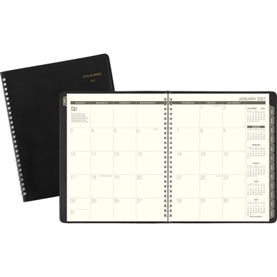 2027 AT-A-GLANCE Recycled 7 x 8.75 Monthly Planner, Faux Leather Cover, Black (70-120G-05-27)
