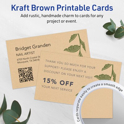 Avery Matte General Use Blank Cards, Kraft Brown, 150/Box (95337)