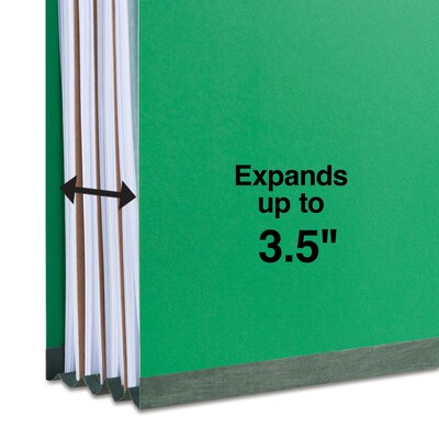 Quill Brand® 2/5-Cut Tab Pressboard Classification File Folders, 3-Partitions, 8-Fasteners, Letter, Green, 15/Box (7-44034)