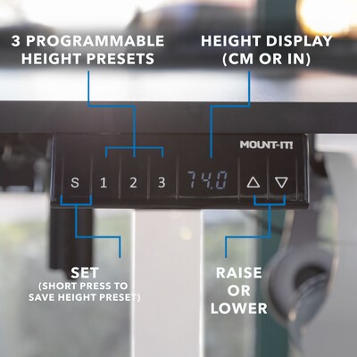 Mount-It! Large 63"W Electric Corner Adjustable Standing Desk, Black/White (MI-15016)