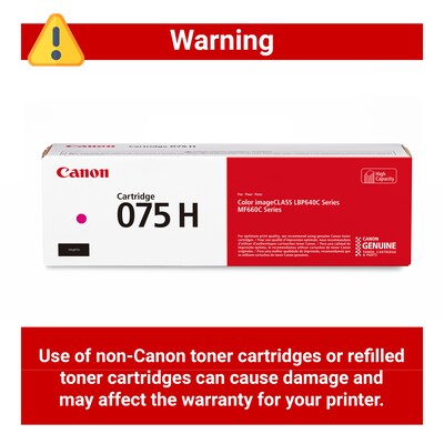 Canon 075 Magenta Toner Cartridge, Prints Up to 2,500 Pages (6367C001)