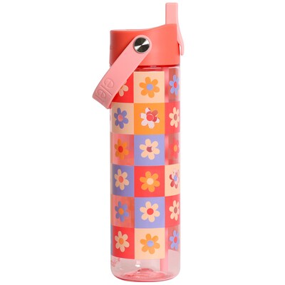 Elemental Splash Plastic Water Bottle, 26 oz., Checkered Flowers (EMLETR26CF64)