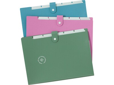 U Brands U-Eco Poly Expandable Folders, 6-Pocket, Letter Size, Assorted Colors, 3/Pack (6592U01-12)
