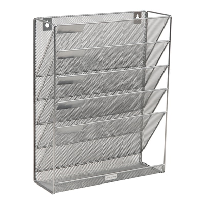 Mind Reader 5-Pocket Metal Mesh Mountable Wall File, Letter Size, Silver (MAGSTACK-SIL)