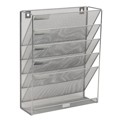 Mind Reader 6-Pocket Metal Mesh Mountable Wall File, Letter Size, Silver (MAGSTACK-SIL)