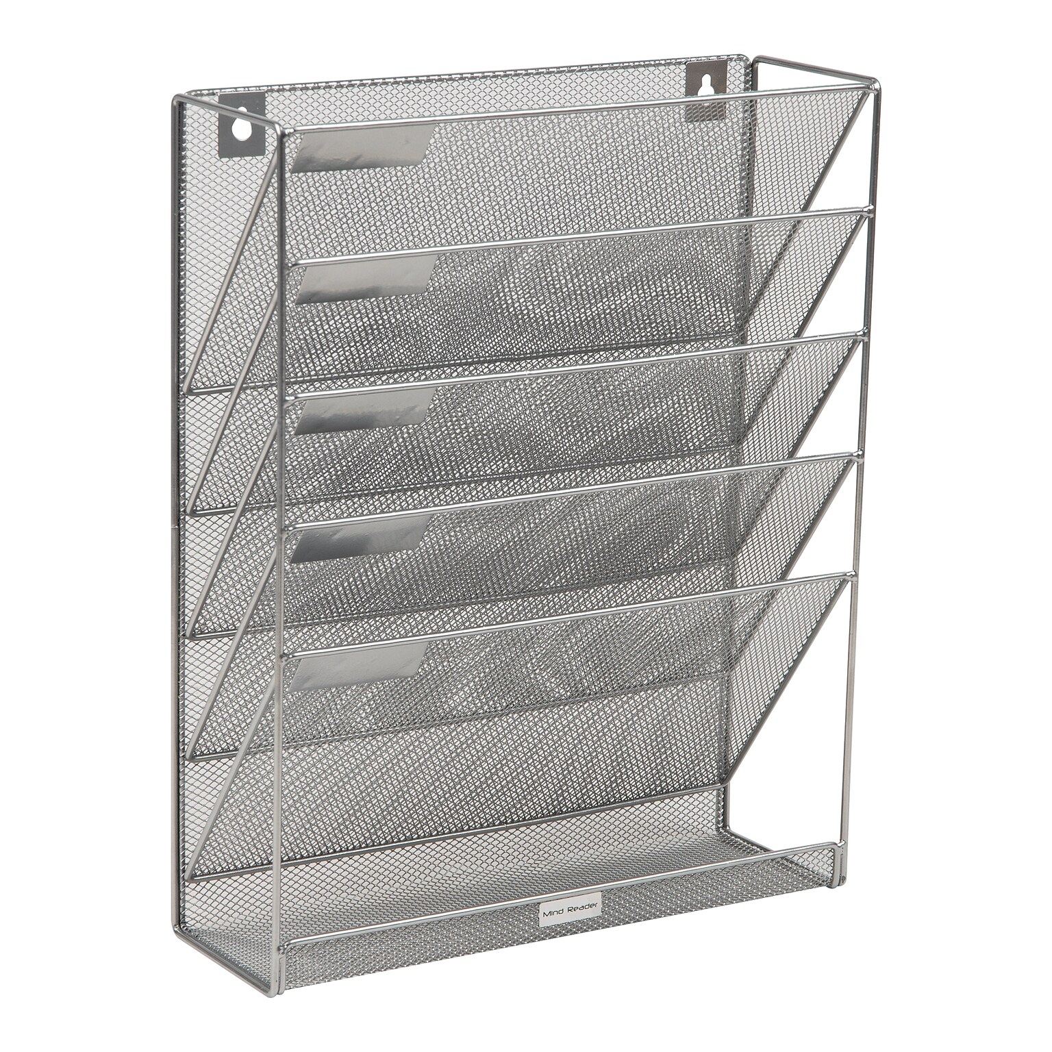 Mind Reader 6-Pocket Metal Mesh Mountable Wall File, Letter Size, Silver (MAGSTACK-SIL)