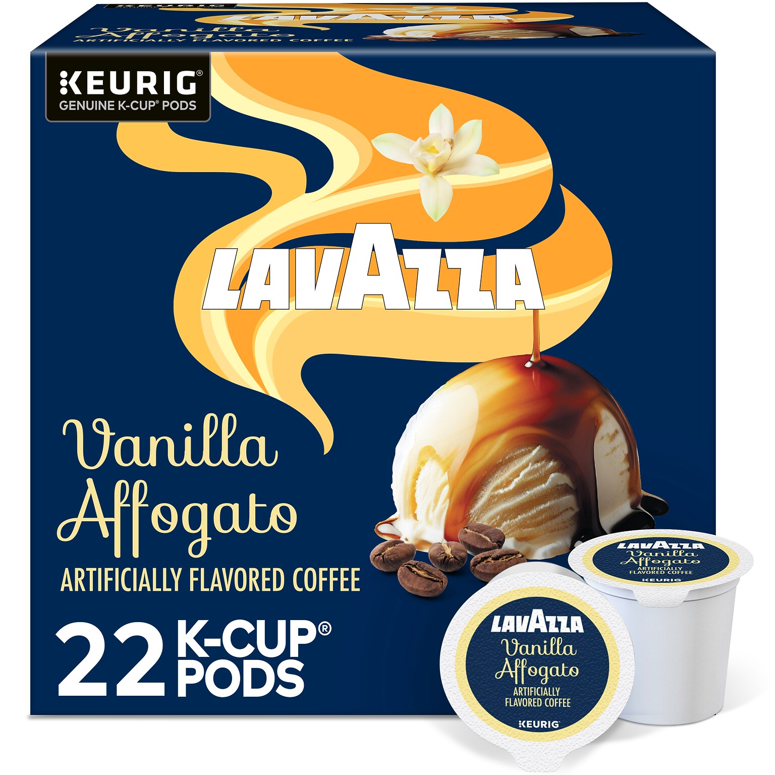 Lavazza Vanilla Affogato Coffee Keurig® K-Cup® Pods, Light Roast, 22 Pods/Box (5000384733)