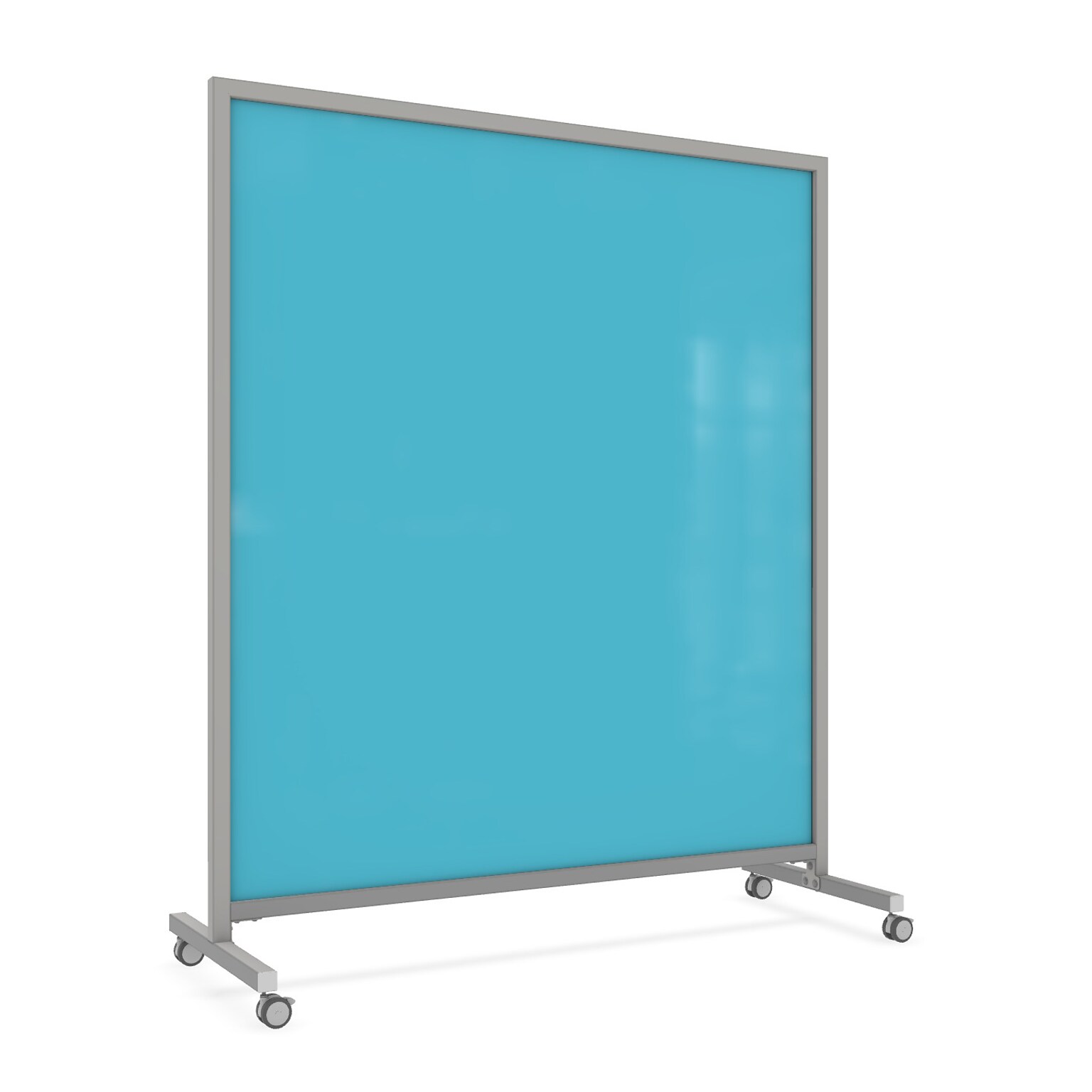 Ghent EZ Glass Mobile Dry-Erase Whiteboard, Aluminum Frame, 75H x 62W, Blue (EZ1NA7562BE)