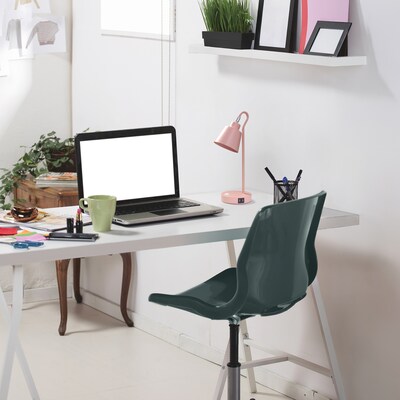 Simple Designs Sleek Essentials LED Desk Lamp, 16", with USB Ports, Blush Pink (LD1073-BPK)