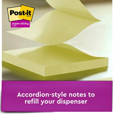 Post-it Pop-up Super Sticky Notes, Canary Yellow, Lined, 4 in x 4 in,  90 Sheets/Pad, 5 Pads/Pack (R