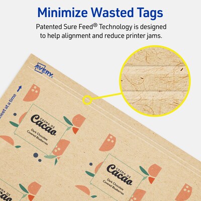 Avery 2" x 2"  Blank Price & Merchandise Tags, Kraft Brown, 300/Carton (95316-KMT25)