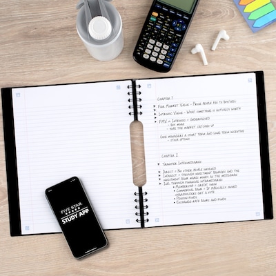 Five Star Reusable Notebook Plus Study App, College Ruled, 8.5" x 11", Black (820476A)