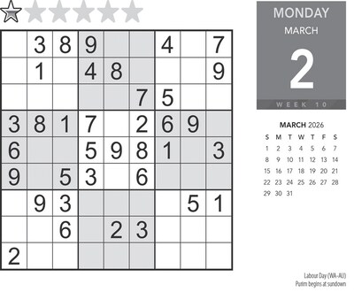2026 BrownTrout Sudoku 6.06" x 5.13" Day-to-Day Calendar (9781645917182)