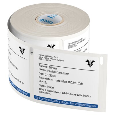 DYMO® LabelWriter™ Veterinary Prescription Labels, 2-3/4 x 2-1/8,, 400 Labels/Roll, 6 Rolls/Box (2