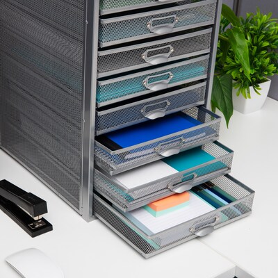Mind Reader Storage Drawer, 10 Drawers, Metal, Silver (10CABMESH-SIL)