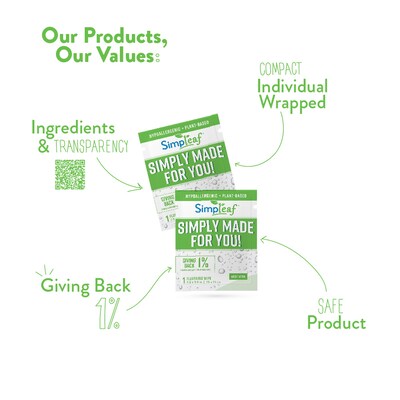 Simpleaf Aloe Vera Scented Flushable Wipes, 30 Single Wipes/Box, 6 Boxes/Carton (S-004-180counts)