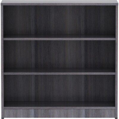 Lorell 36 3-Shelf Bookcase with Adjustable-Shelves, Weathered Charcoal Laminate (LLR69626)