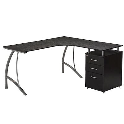 Techni Mobili Modern L-Shaped Computer Desk with File Cabinet, Espresso (RTA-4804L-ES)