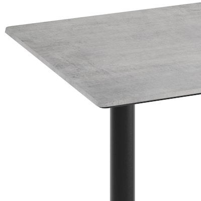 Flash Furniture Acadia Wooden Dining Table with T-Bases, 30"D x 48"W, Gray Faux Concrete/Black Base (ST3048CGT0522B)