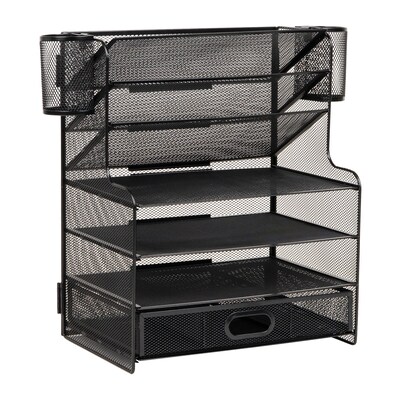 Mind Reader Metal Mesh Desk Organizer, Black (MSUP7C-BLK)