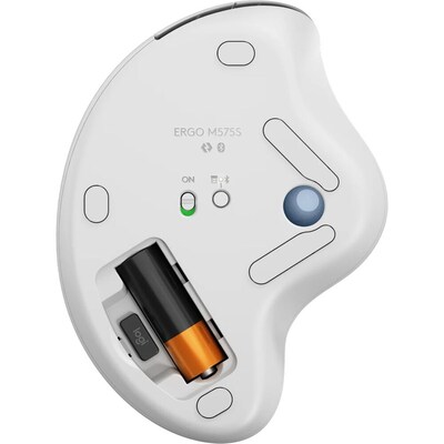 Logitech Ergo M575S Wireless Ergonomic Trackball Mouse, Off-White/Blue (910-007028)
