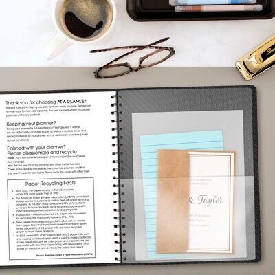 2027 AT-A-GLANCE Contemporary 8.25" x 11" Weekly & Monthly Planner, Faux Leather Cover, Charcoal (70-950X-45-27)