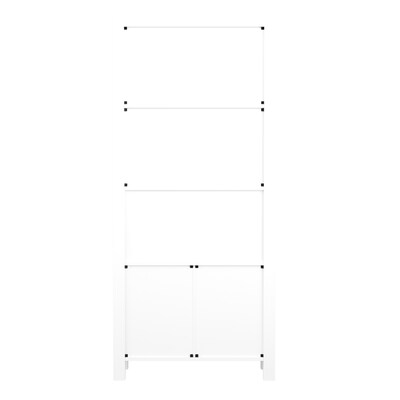 Martha Stewart Hutton 68" 4-Shelf Shaker Style Bookcase w/ Cabinet, White Engineered Wood/Polished Brass Hardware (ZG053WHGLD)