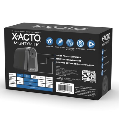 X-ACTO Mighty Mite Electric Pencil Sharpener, Black/Silver (19501/19501X)