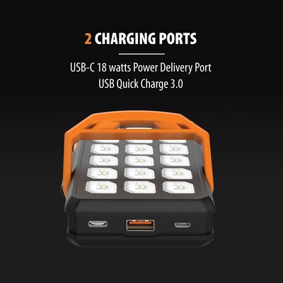 ToughTested Dual-Solar-Panel Switchback 10,000 mAh Power Bank, Orange/Black (TT-PBW-SB1)