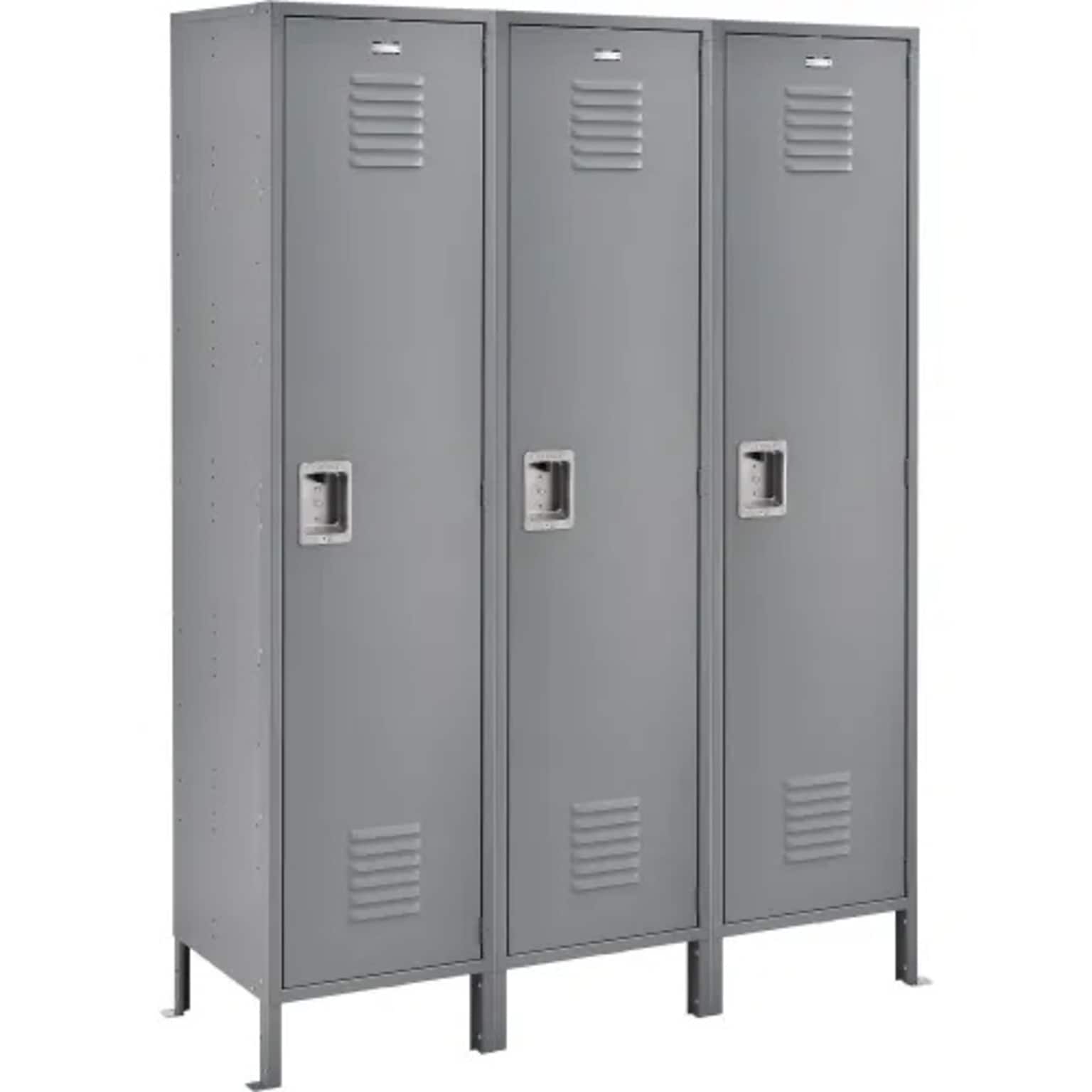Global Industrial Infinity 1-Tier 3-Door Locker, 54W x 18D x 78H, Gray (493662GY)