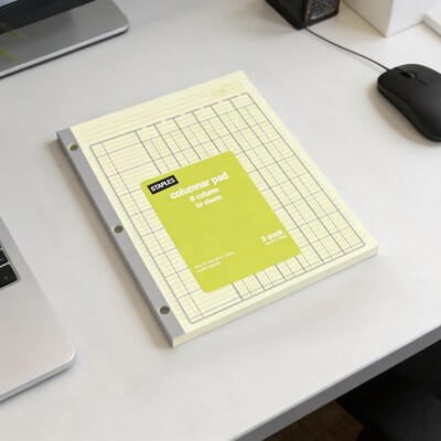 Staples Columnar Books, 100 Pages, 6 Columns, Green, 2/Pack (217869)
