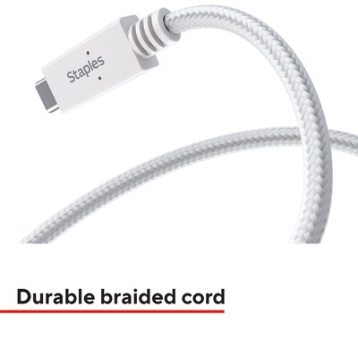 Staples TECH USB-C to USB-A Charging Cable, 3.3 ft., White (ST62316)