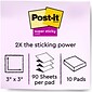 Post-it Recycled Super Sticky Pop-up Notes, 3" x 3", Oasis Collection, 90 Sheet/Pad, 10 Pads/Pack (R33010SST)