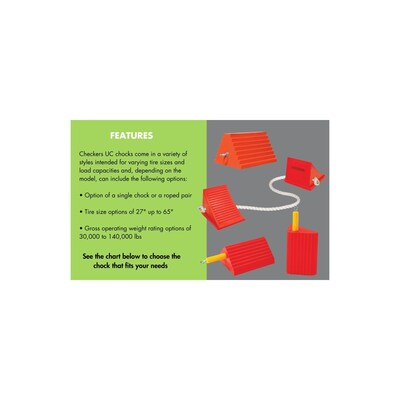 Checkers Monster Roadblock 2 lbs. Wheel Chock, Orange (UC1700)