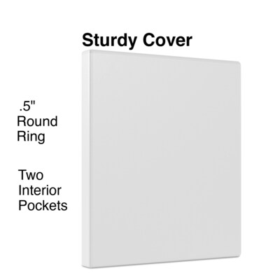 Simply .5-inch Round 3-Ring View Binder, White (21682)